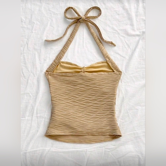 Soleia Tie Strap Starfish Shell Decor V-Neck Metal Buckle Knit Textured Halter - Picture 2 of 7